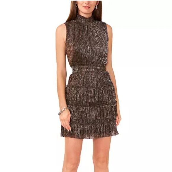 Metallic Smocked Tiered-Skirt Dress XL Sam & Jess - Picture 15 of 15